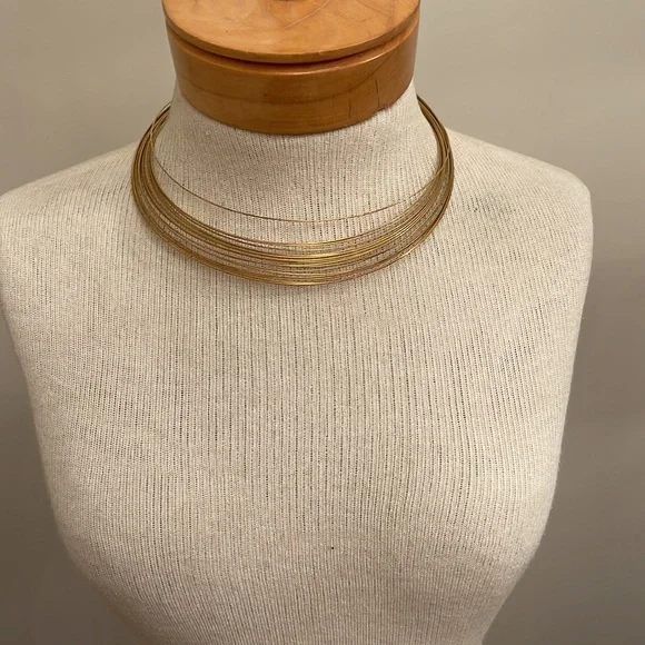 Vintage Multiple Gold-tone wire Collar Necklace - Picture 10 of 15